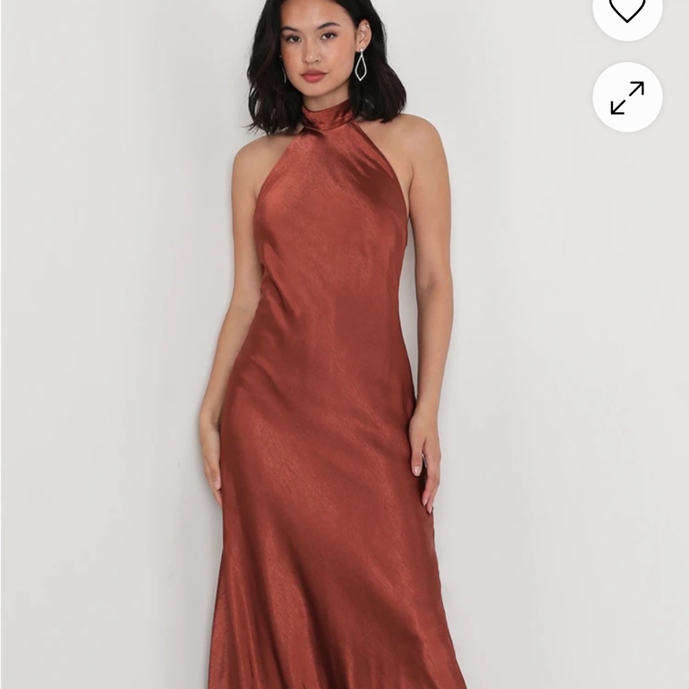 Rust Brown Lulus High Neck Dress
